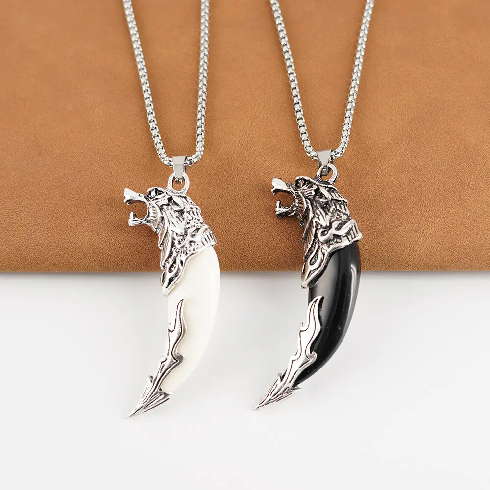 Wolf Fang Necklace On Stainless Chain