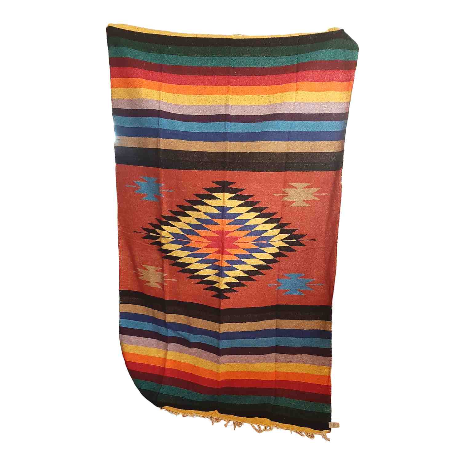 Handloomed Navajo Style Blanket Rust