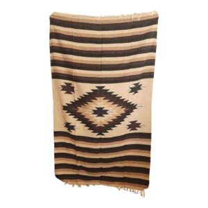 Handloomed Navajo Style Blanket Tan Dark