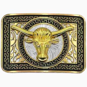 Western Belt Buckle Square Golden Bull S12B