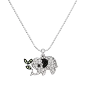 Elephant Necklace White Gold S6 Black And Clear