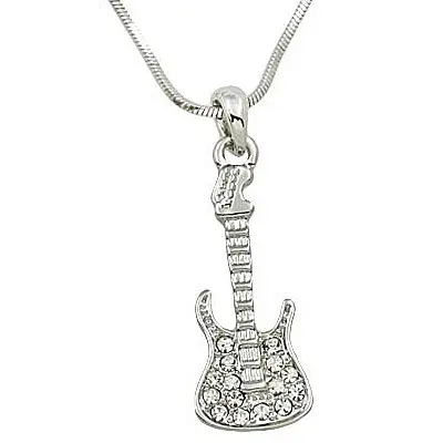 Guitar Necklace White Gold S1 Clear