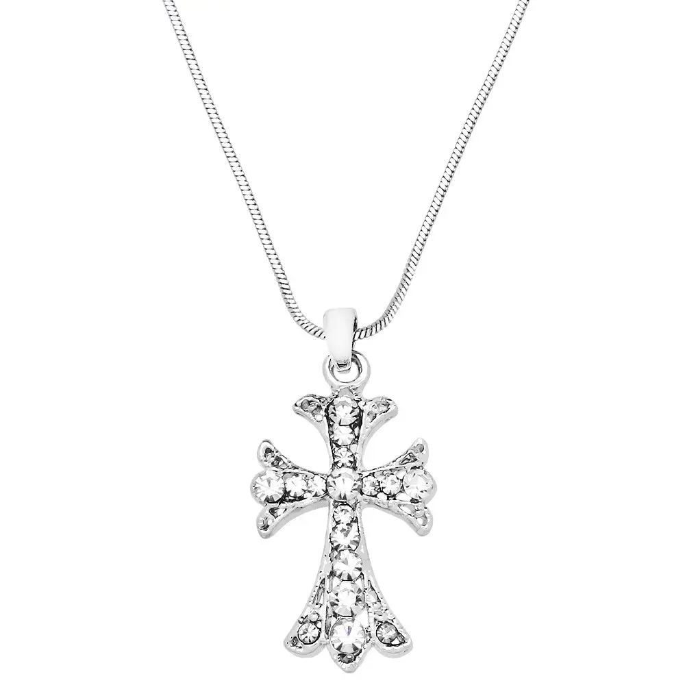 Cross Necklace White Gold S3 Clear