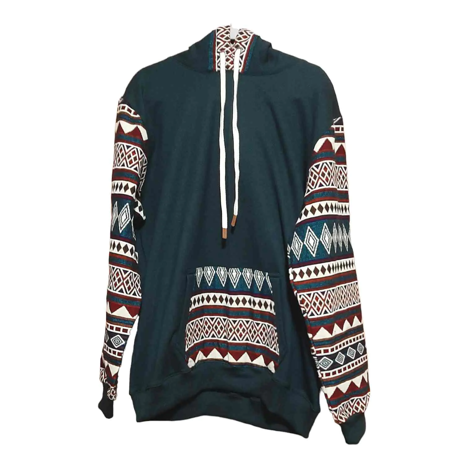 Alpaca Wool Hoodie Plain Front Midnight Green x large 1a.jpg