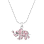 Elephant Necklace White Gold S1 Pink