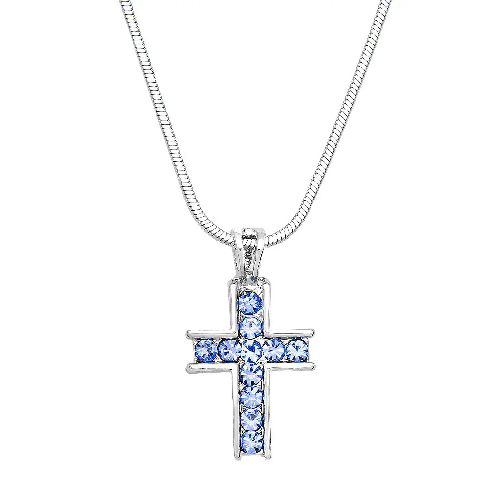 Cross Necklace White Gold S4 Blue