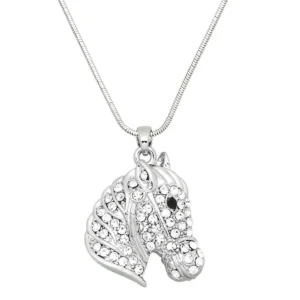 Horse Necklace White Gold S3 Clear