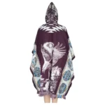 Alpaca Wool Poncho Purple With Eagle Style 1