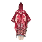 Alpaca Wool Poncho Red With Wolf Style 1