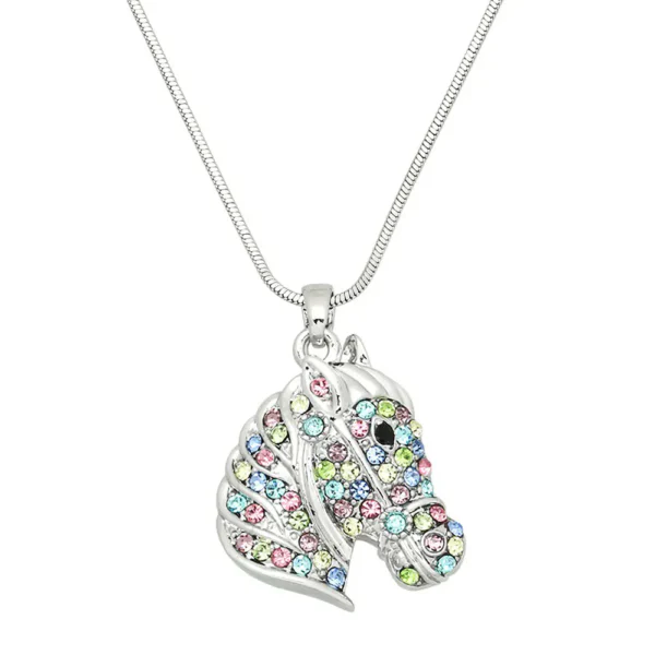 Horse Necklace White Gold S3 Multi Color
