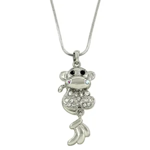 Monkey Necklace White Gold S3 Clear