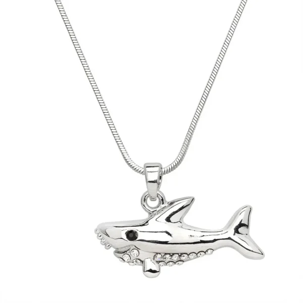 Shark Necklace White Gold S1 Clear