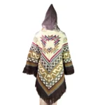 Ecuador Poncho Geometric Diamond Brown Grey Black