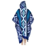 Alpaca Wool Poncho Geometric Blue Style 2