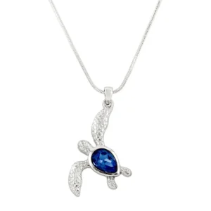 Turtle Necklace White Gold S1 Blue