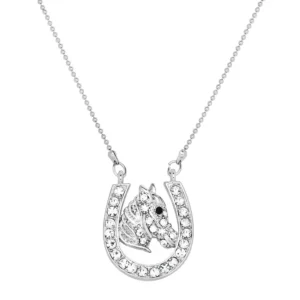 Horse Necklace White Gold S2 Clear