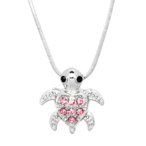 Turtle Necklace White Gold S4 Pink