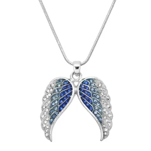 Wing Necklace White Gold S1 Blue