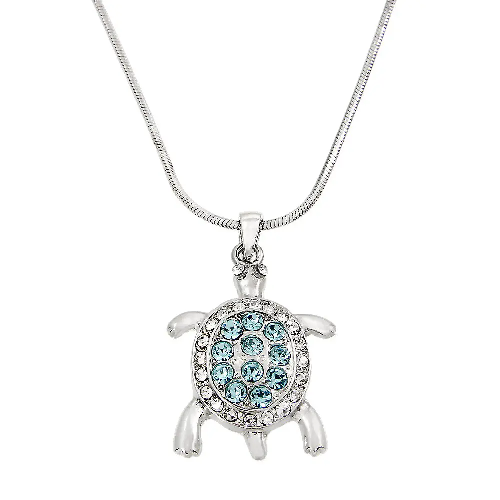 Turtle Necklace White Gold S2 Aquamarine