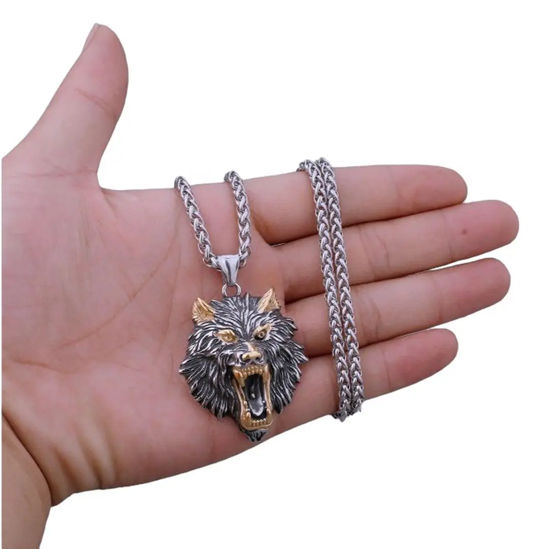 Wolf Stainless Steel Necklace 1 Gold