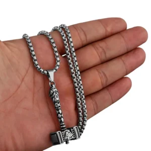 Thor Hammer Stainless Steel Necklace 3 Silver