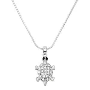 Turtle Necklace White Gold S6 Clear