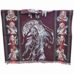 Alpaca Wool Poncho Burgundy With Scream Style