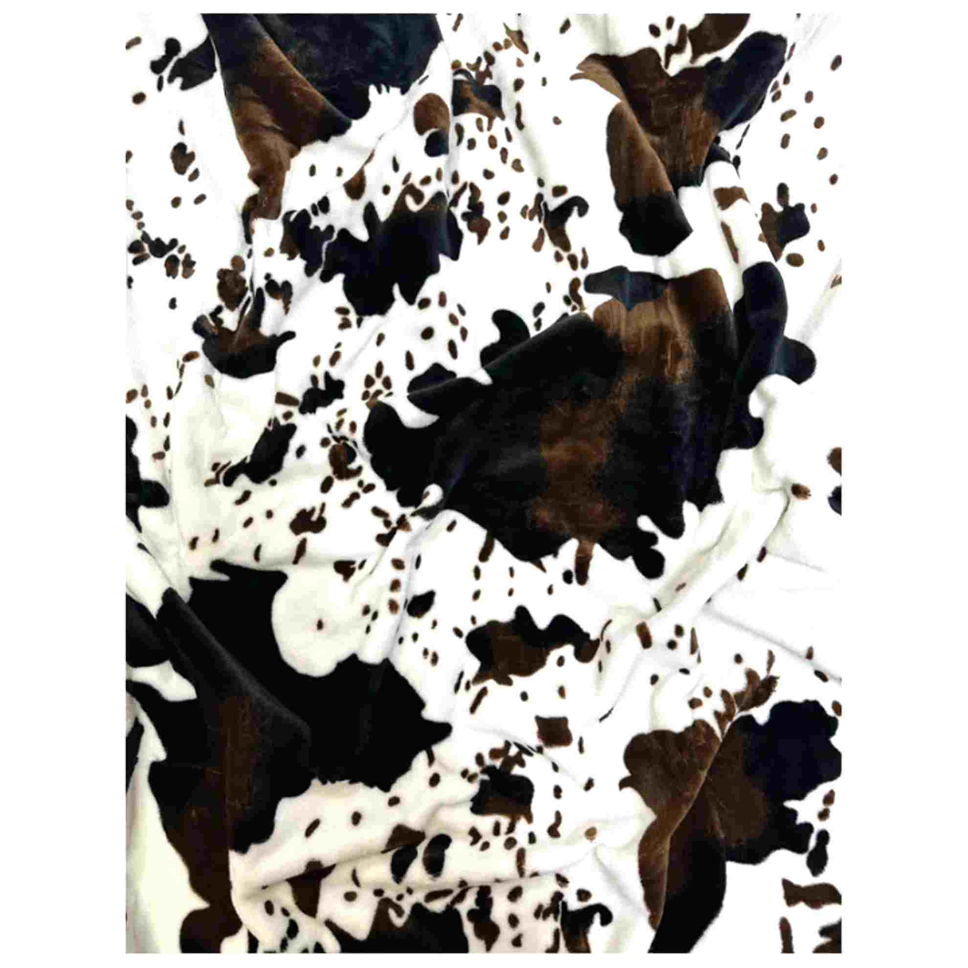 Plush Blanket King Black And Brown Cow Print