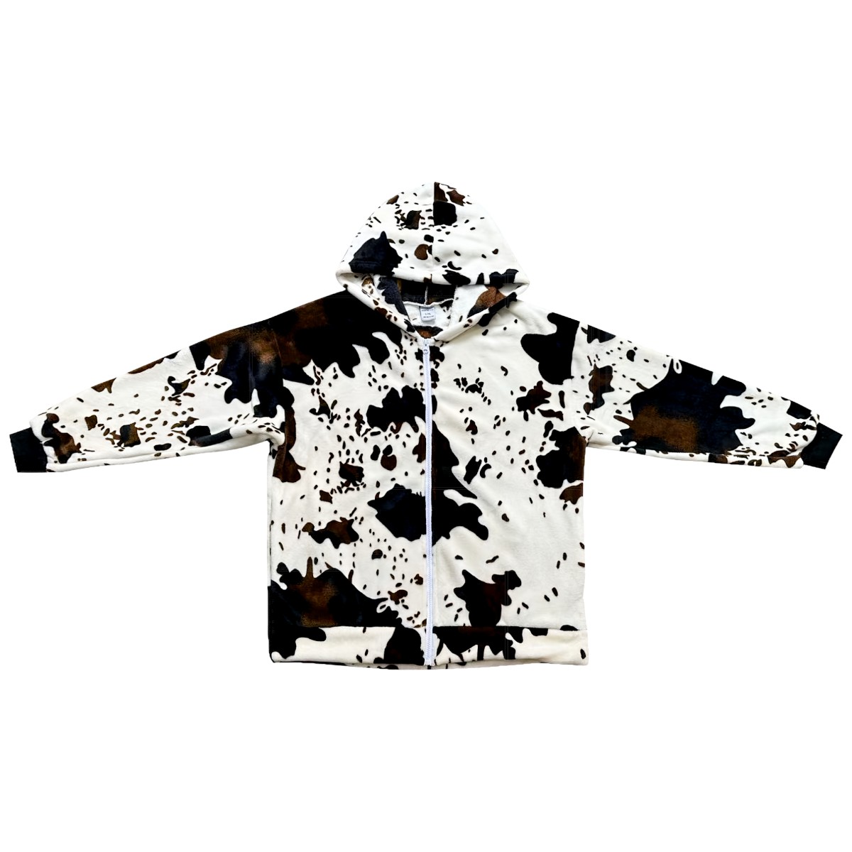 Super Soft Fleece Jacket - Black Brown Cow Print