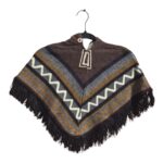 Alpaca Wool Kid's Poncho Brown and Grey