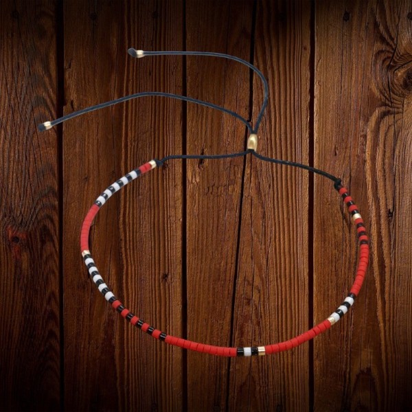 Handmade Beaded Bracelet Adjustable Red Black White