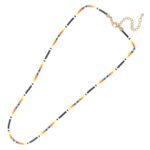 Miyuki Beaded Necklace - Handmade Single Strand Black Orange Turquoise
