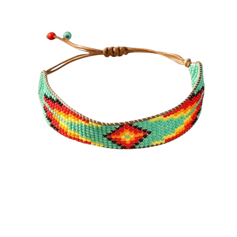 Handmade Miyuki Beaded Bracelets Adjustable Turquoise Yellow Red