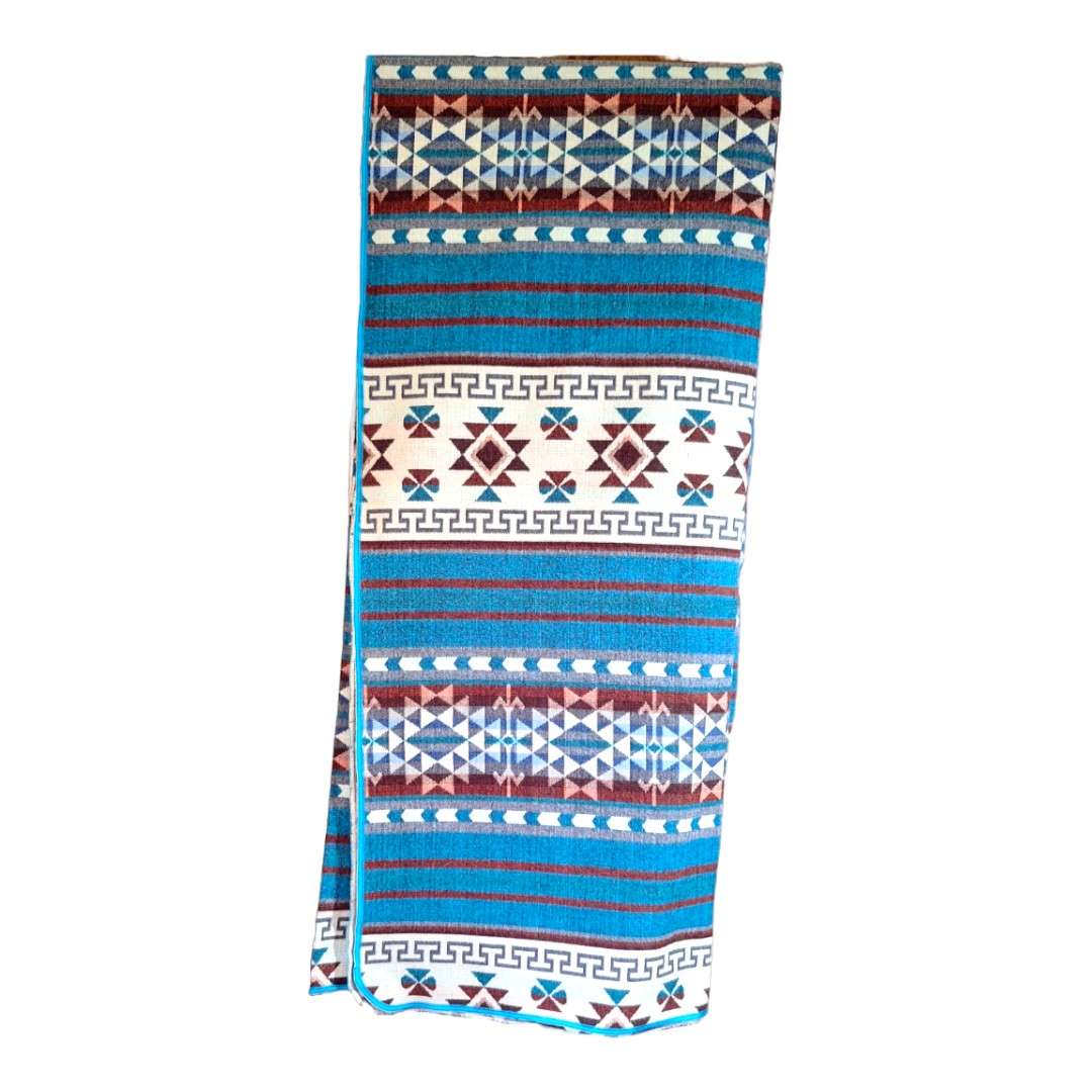 Alpaca Wool Native Blanket Blue White