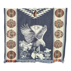 Alpaca Wool Poncho Grey With Eagle Style 1