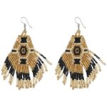 beaded earrings gold black white miyuki hand beaded earrings 12 krazy bear