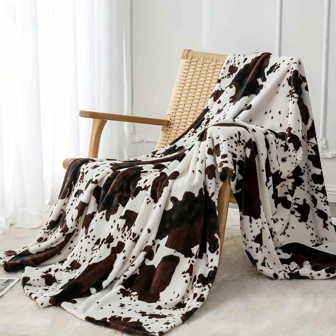 black and brown cow plush blanket krazy bear trading post 4
