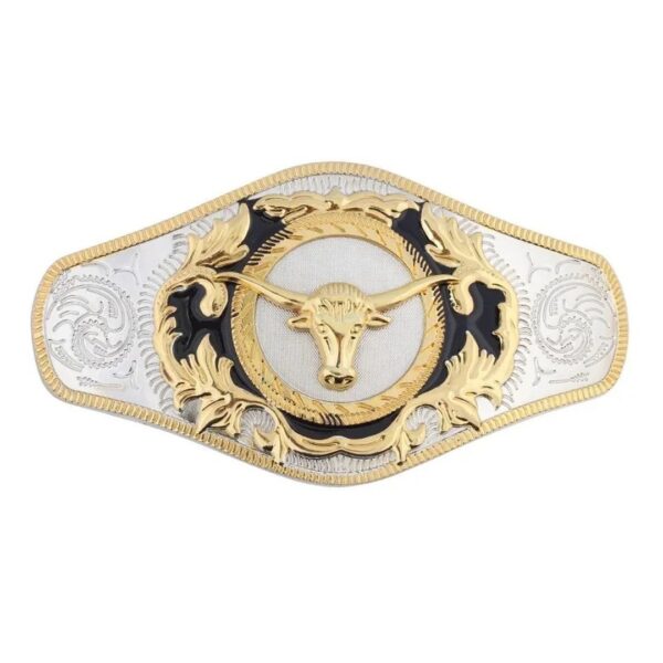 Charro Belt Buckle Bull with Silver-Gold-Black