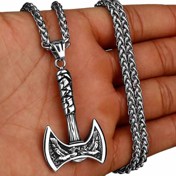 Double Axe Stainless Steel Necklace Silver