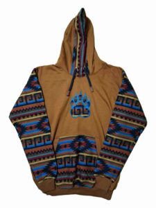 Alpaca Wool Hoodie Native Print with Bear Paw Gold Large 1