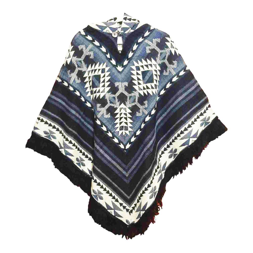 Ecuador Poncho Geometric Diamond Light Grey Dark Grey Black 1