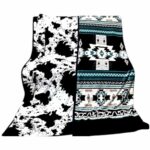 2-Ply Reversible Plush Blanket King Black, Green And Cow Print