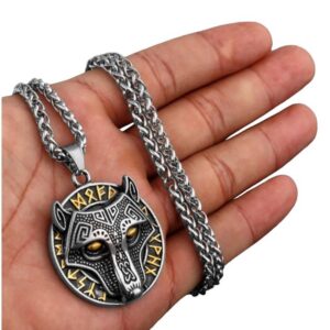 Wolf Stainless Steel Necklace 1 Gold