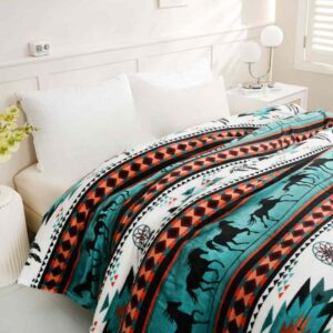 Teal Horse Plush Blanket