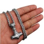 Thor Hammer Stainless Steel Necklace 1 Silver