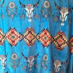 Blue with Brown Accents and Steer Skulls - Plush Fleece Blanket