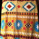 Dark Yellow with Red White and Blue Native Design - Plush Fleece Blanket