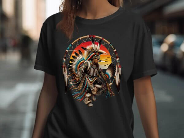 T-shirt with Native American dancer dreamcatcher design