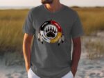 Gray T-shirt with bear paw circle design