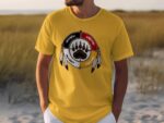 Yellow T-shirt with bear paw emblem design